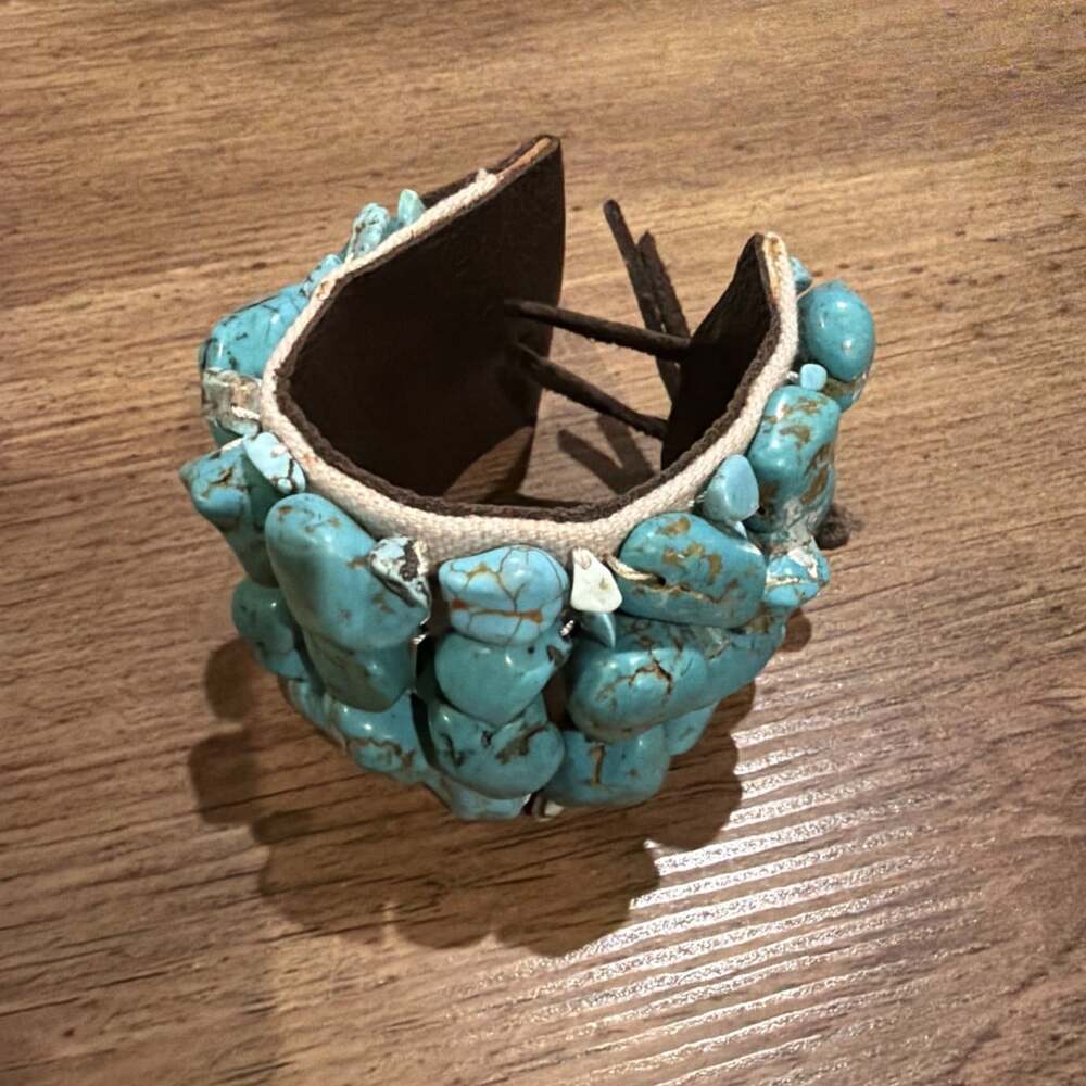 LUCKY BRAND Womens Bracelet 6” Faux Turquoise Leather Button Southwestern Style - Picture 5 of 9